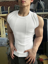 Men's Solid Color Textured Casual Tank SKUL30568