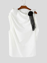 Men's 3D Floral Patchwork Fringe Sleeveless T-Shirt SKUL15372