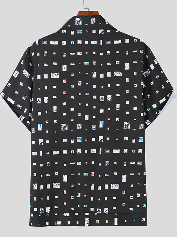 Mens Geometric Pattern Print Metal Button Shirt SKUK17091