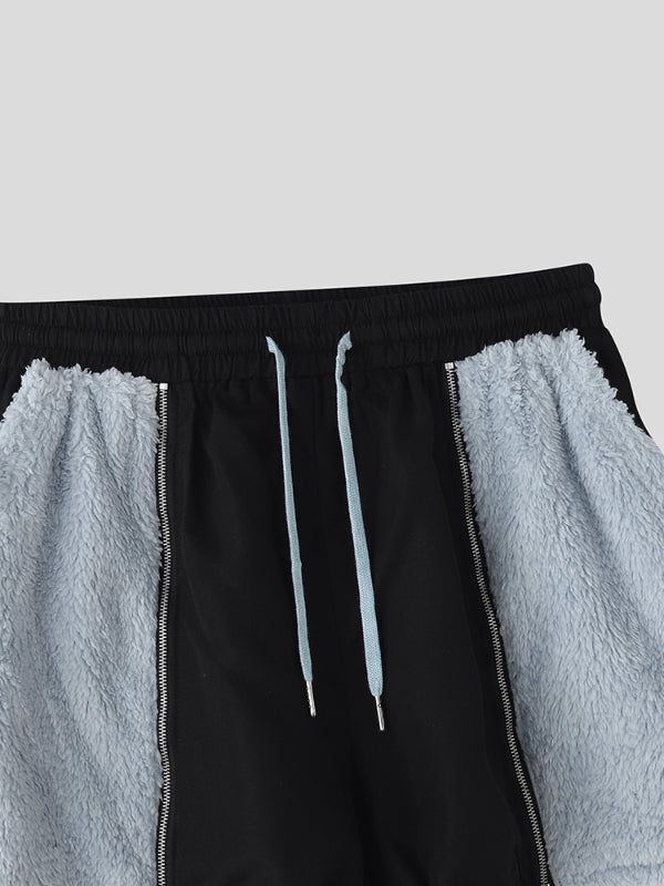 Men's Colorblock Plush Casual Short SKUL23639