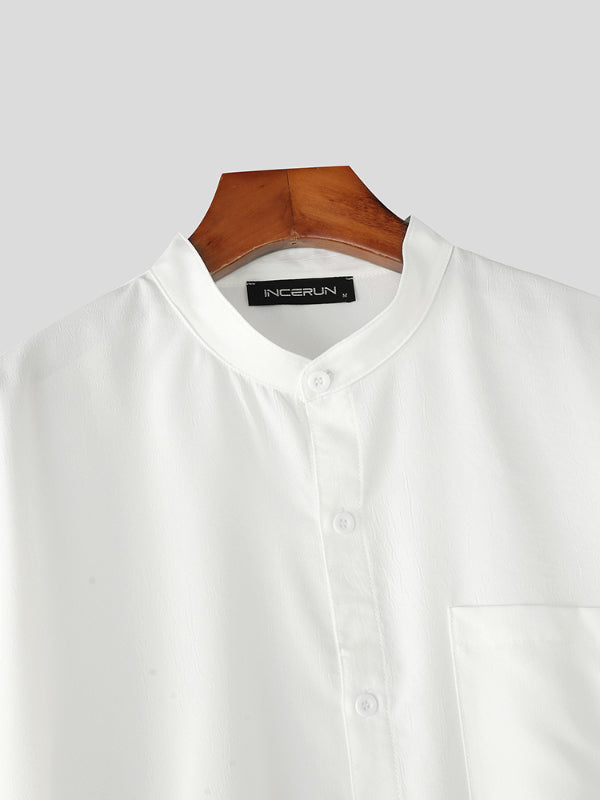 Men's Solid Color Casual Short Sleeve Shirt SKUL24193