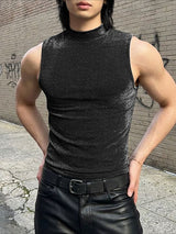 Men's Solid Color Shiny Tank SKUL53153