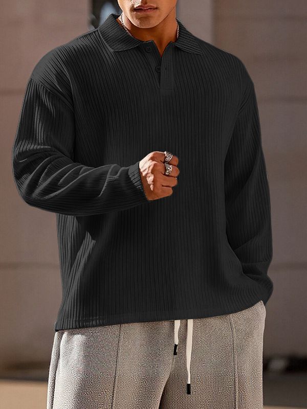 Men's Minimalist Textured Long Sleeve Shirt SKUL46298