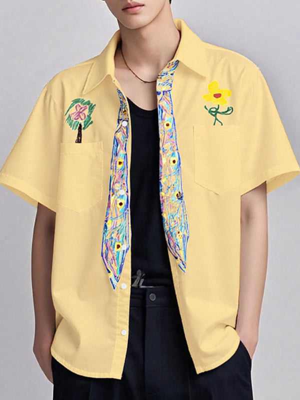 Mens Floral Print Casual Short Sleeve Shirt SKUL08521