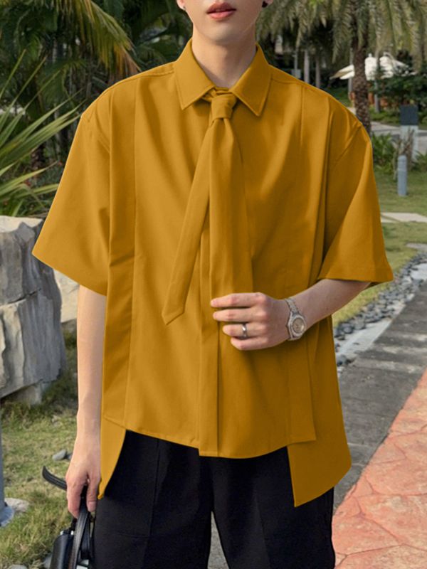 Men's Irregular Hem Short Sleeve Shirt SKUL30471