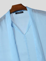 Men's Avant-Garde Shawl Collar Streamer Sheer Sleeveless Shirt SKUL69640