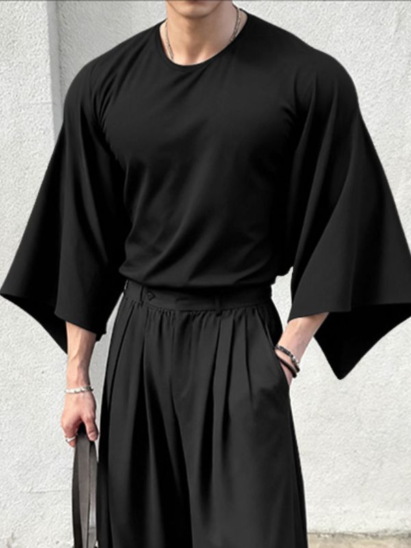 Men's Minimalist Loose Crew Neck Long Sleeve T Shirt SKUL41457