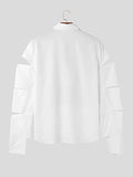 Mens Lace Patchwork Cutout Long Sleeve Shirt SKUK29503