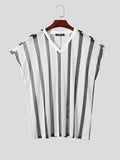Mens Striped See Through Cap Sleeve T-Shirt SKUK51183