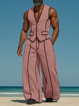 Men's Bold Stripe Colorblock Casual Two Pieces Outfit SKUL24960