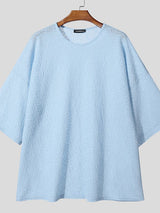 Men's Jacquard Knit Crew Neck 3/4 Length Sleeve T-Shirt SKUL39697