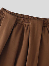 Men's Solid Color Pleated Loose Fit Wide Leg Pant SKUL50710