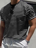 Mens Striped Crew Neck Short Sleeve T-Shirt SKUK52965
