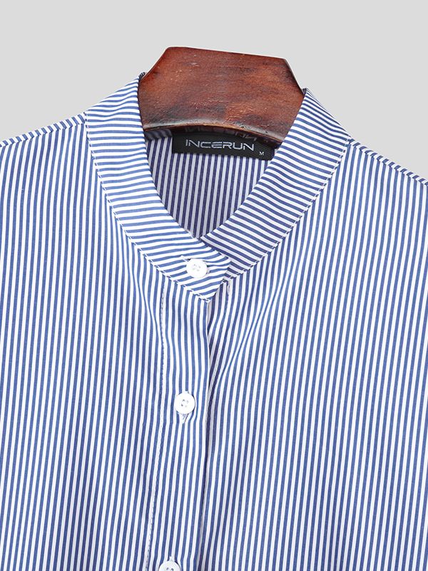 Men's Deconstructed Striped Long Sleeve Shirt SKUL35267