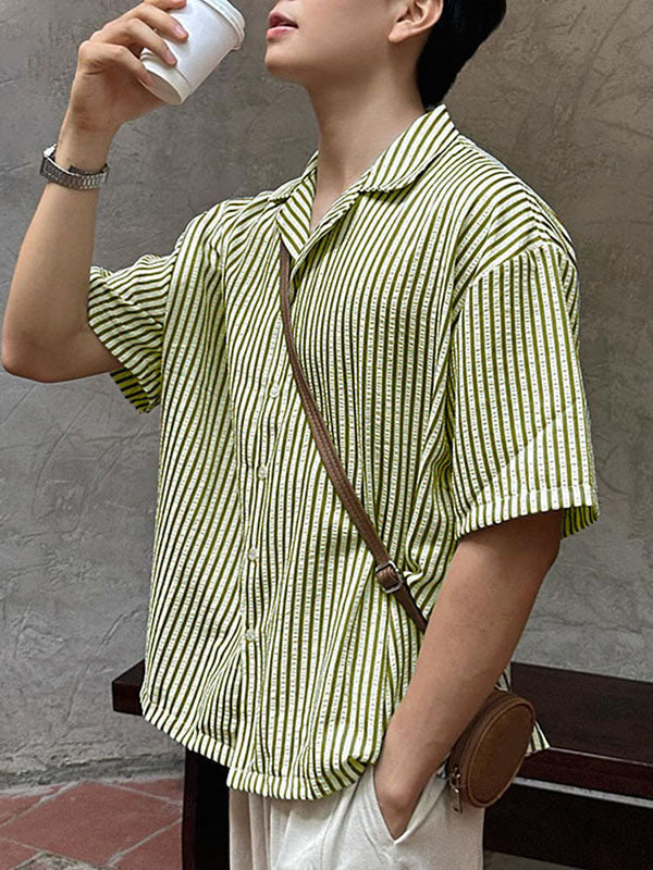 Mens Casual Striped Short Sleeve Shirt SKUL06502