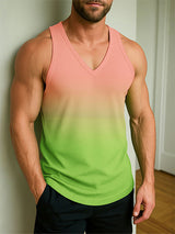 Men's Gradient Knit V-Neck Tank SKUL23577
