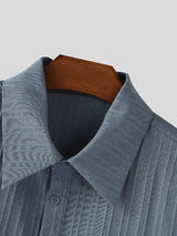 Men's Textured Flared Split Cuff Long Sleeve Shirt SKUL26978