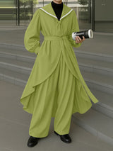 Men's Navy Collar Casual Two Pieces Outfit SKUL36628