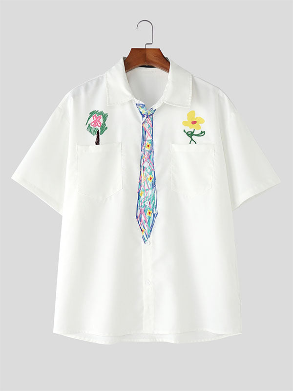 Mens Floral Print Casual Short Sleeve Shirt SKUL08521