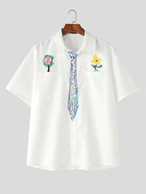 Mens Floral Print Casual Short Sleeve Shirt SKUL08521