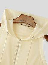 Mens Solid Color Sheer Mesh Hooded Tank SKUL10706
