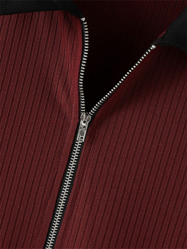 Men's Casual Textured Contrast Color Short Sleeve Shirt SKUL46318