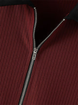 Men's Casual Textured Contrast Color Short Sleeve Shirt SKUL46318