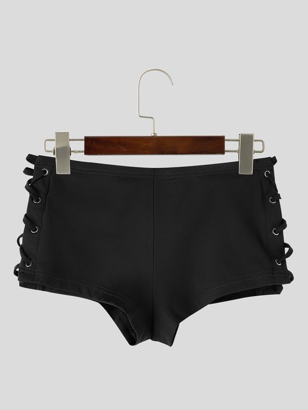 Men's Sexy Avant-Garde Beach Pool Side Lace-Up Cutout Low-Rise Swim Trunk SKUL83080