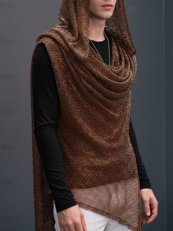 Men's Shimmer Sheer Cowl Neck Tank SKUL40328