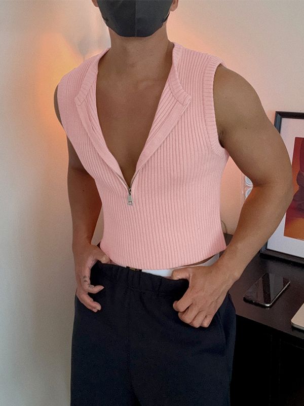 Men's Solid Color Textured Casual Tank SKUL41392