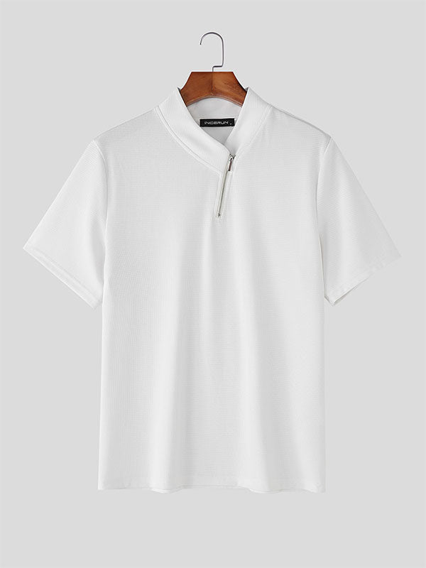 Mens Solid Color Textured Short Sleeve T-Shirt SKUL19120