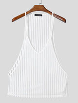 Men's Sexy Sheer Vertical Stripe Low Cut Open Side Tank SKUL54612