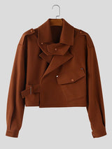 Men's Solid Casual Cropped Long Sleeve Jacket SKUL30423