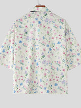 Men's Floral Print Tie Short Sleeve Shirt SKUL36411