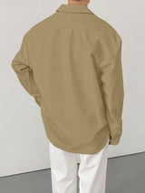 Men's Solid Color Casual Long Sleeve Shirt SKUL36217