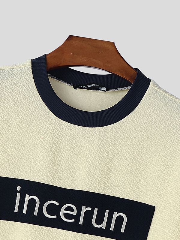 Men's Incerun Print Contrast Color Short Sleeve T-shirt SKUL47770