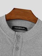 Men's Smart Chic Daily Commute Multi-Button Stand Collar Textured Slim T-shirt SKUL84625