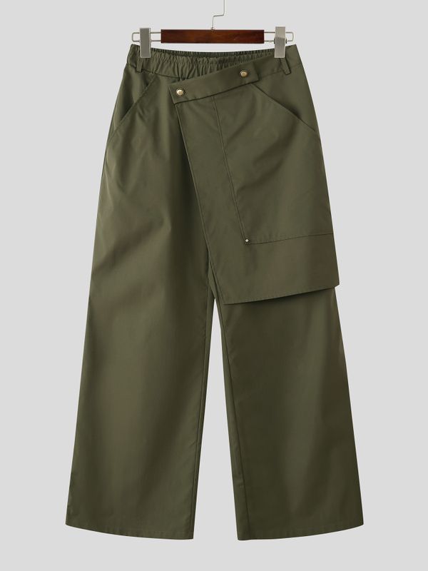 Men's Asymmetrical Wrap Waist Wide Leg Utility Techwear Cargo Pant SKUL60024
