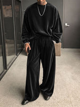 Men's Luxury Velour Oversized Crewneck Two Pieces Outfit SKUL79023
