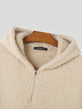 Mens Fleece Quarter Zip Solid Casual Hoodie SKUK31943