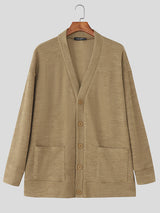 Men's Solid Color Casual Long Sleeve Cardigan SKUL24825