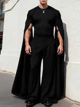 Men's Extra Long Split Knit Crew Neck T-Shirt SKUL49883