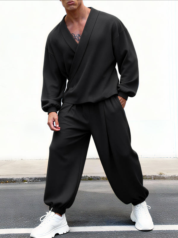 Men's Solid Color Casual Two Pieces Outfit SKUL45418