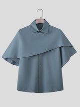 Mens Plain Tie-Neck Short-Sleeve Shirt SKUL27358
