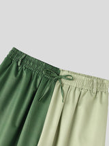 Men's Vintage Zen Two Tone Pine Tree Print Drawstring Wide Leg Pant SKUL70394