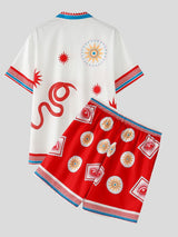 Men's Resort Mediterranean Sun & Snake Print Two Pieces Outfit SKUL67097