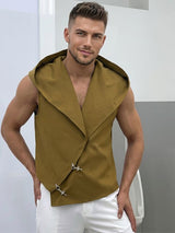Men's Deconstructed Solid Color Loose Hooded Tank SKUL66018