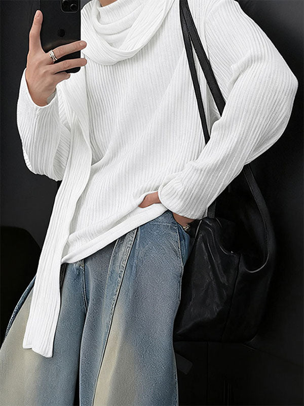 Men's Shawl Tie Knit Long Sleeve T-Shirt SKUL31746