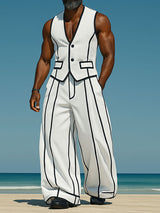 Mens Bold Stripe Colorblock Two Pieces Outfit SKUL23562