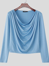 Men's Solid Color Slouchy Neck Long Sleeve T-Shirt SKUL36362